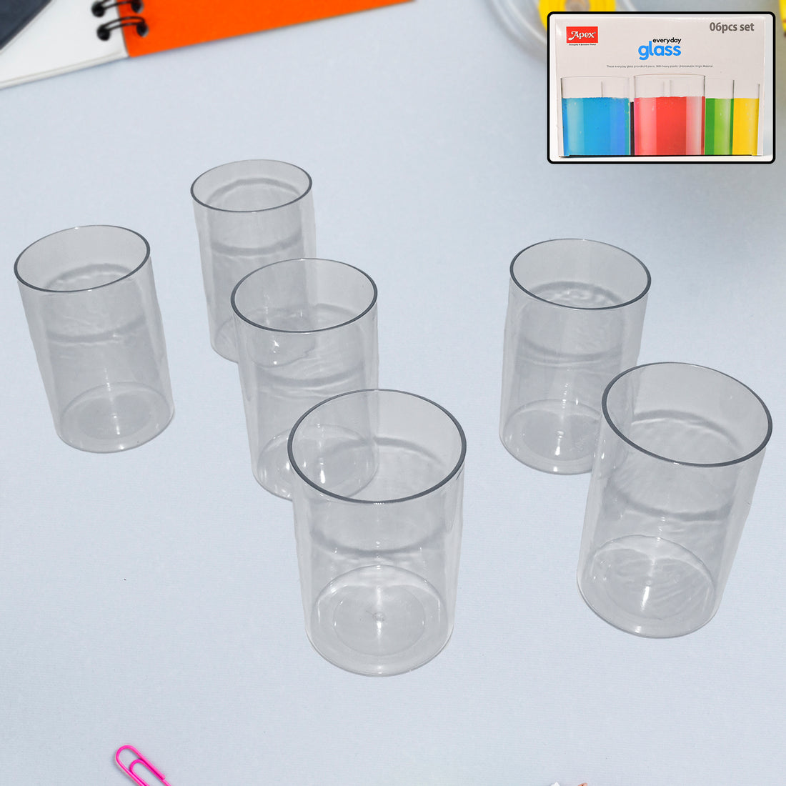 Apex Everyday Plastic Glass Set  6 Pieces Lightweight  Unbreakable - Shop Gharse