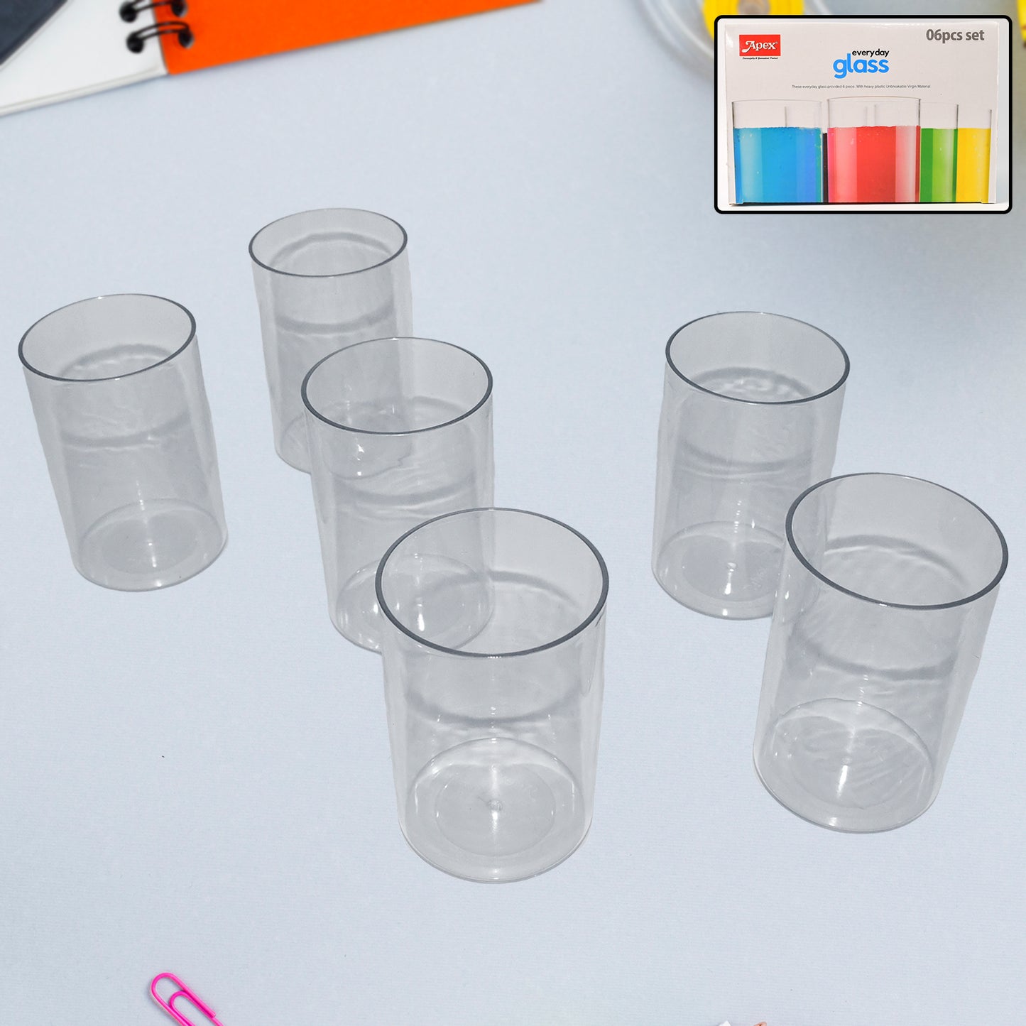 Apex Everyday Plastic Glass Set  6 Pieces Lightweight  Unbreakable - Shop Gharse