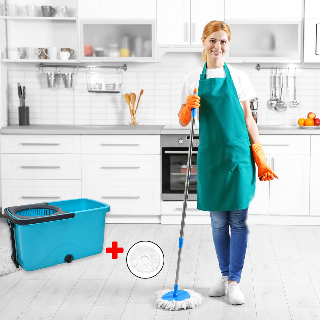 4028 Quick Spin Mop Plastic Spin Bucket Floor Cleaning Easy Wheels  Big Bucket Floor Cleaning Mop With Bucket - Shop Gharse