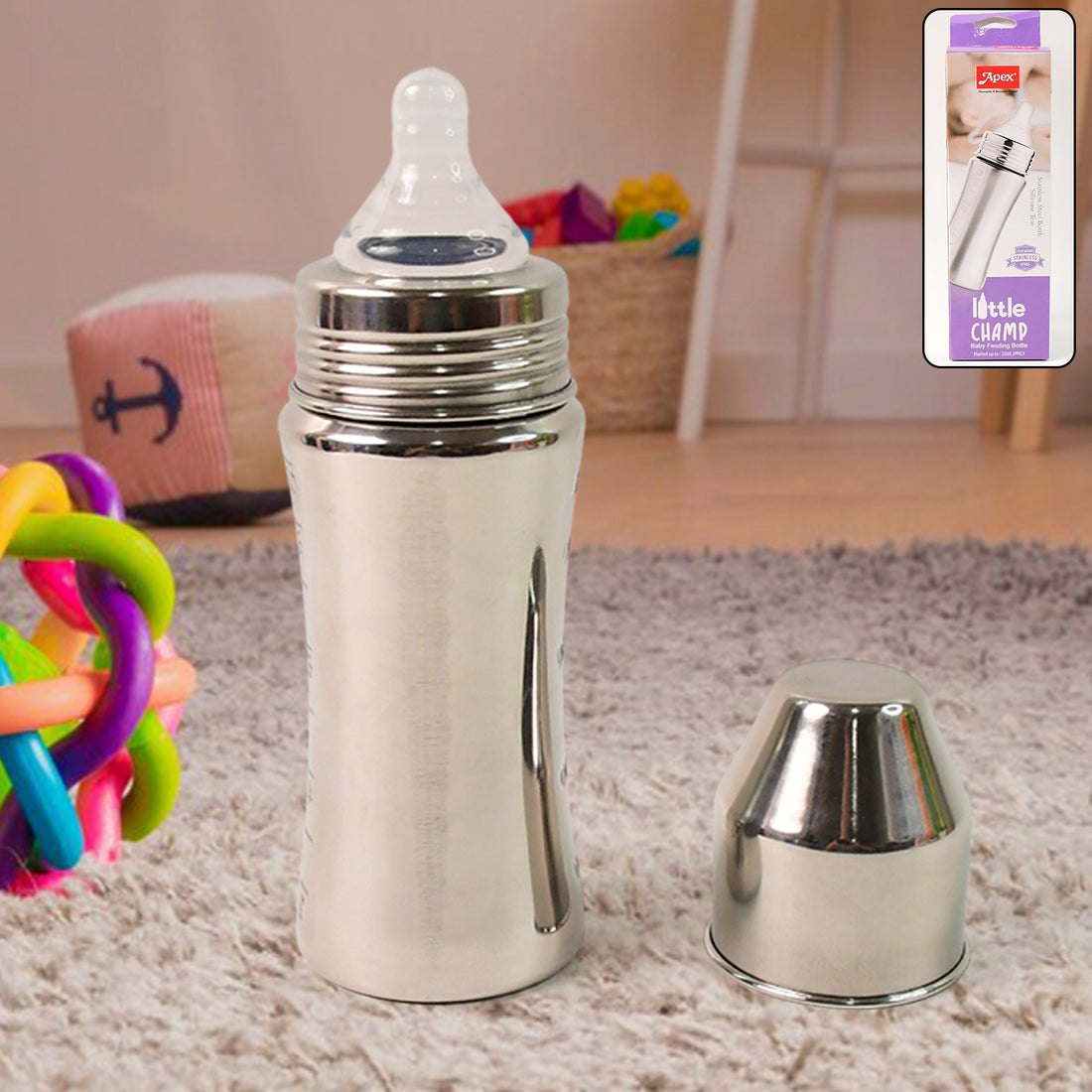 Apex Stainless Steel Little Champ Baby Feeding Bottle  (250 Ml) - Shop Gharse
