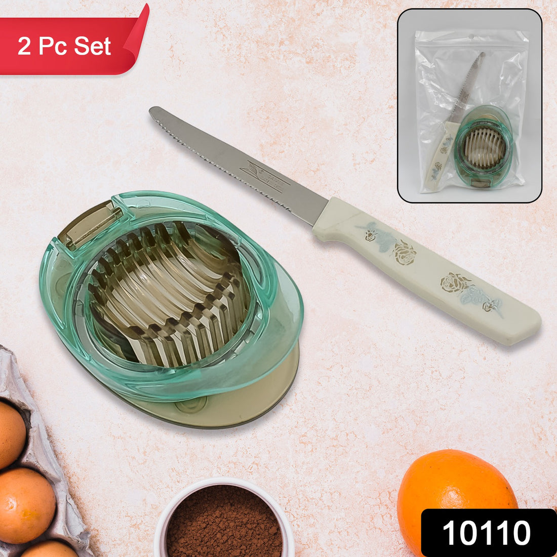 Stainless Steel Egg Slicer  Knife (2 Pc Set) - Shop Gharse
