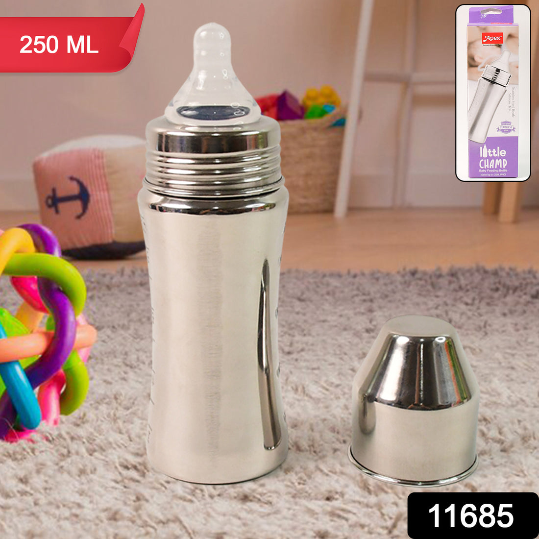 Apex Stainless Steel Little Champ Baby Feeding Bottle  (250 Ml) - Shop Gharse