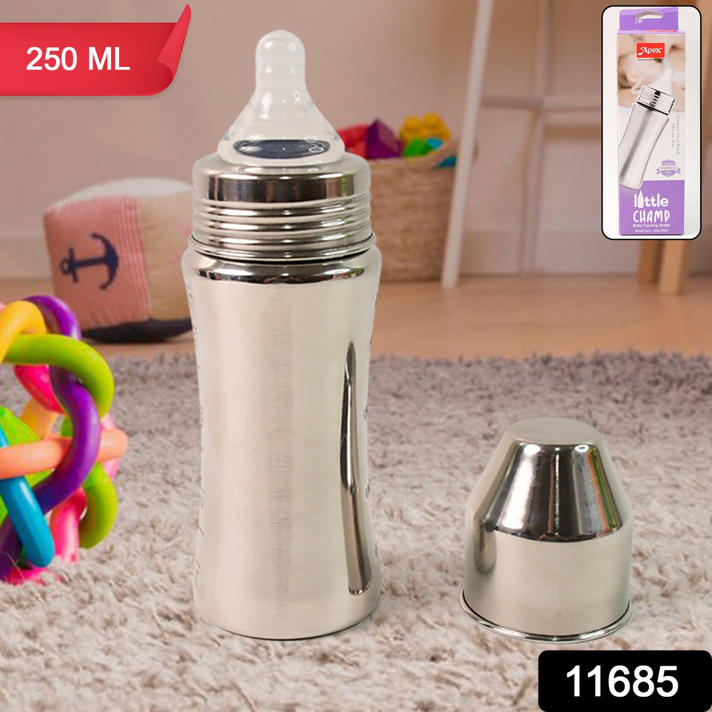 Apex Stainless Steel Little Champ Baby Feeding Bottle  (250 Ml) - Shop Gharse