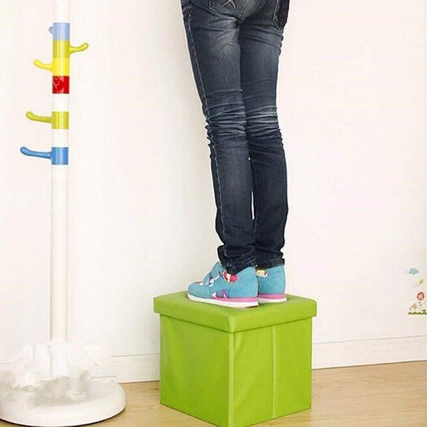 4986 Living Room Cube Shape Sitting Stool With Storage Box. Foldable Storage Bins Multipurpose Clothes Books And Toys Organizer With Cushion Seat - Shop Gharse