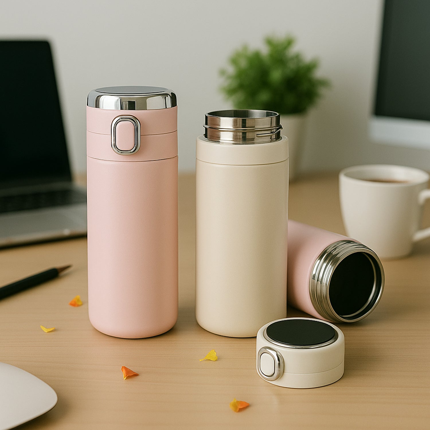 Smart Vacuum Insulated Water Bottle With Led Temperature Display Cold  Hot  Leak Proof  Office Bottle  Gym  Home  Kitchen  Hiking  Trekking  Travel Bottle (Mix Color  Design) - Shop Gharse