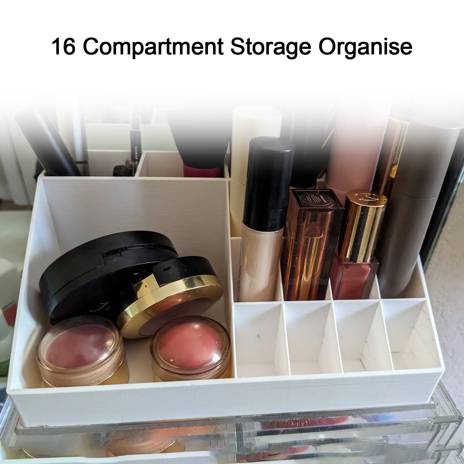 Makeup Organiser Cosmetic Makeup Lipstick Storage Box With Drawer Plastic Case Holder Skin Care Products (1 Pc) - Shop Gharse