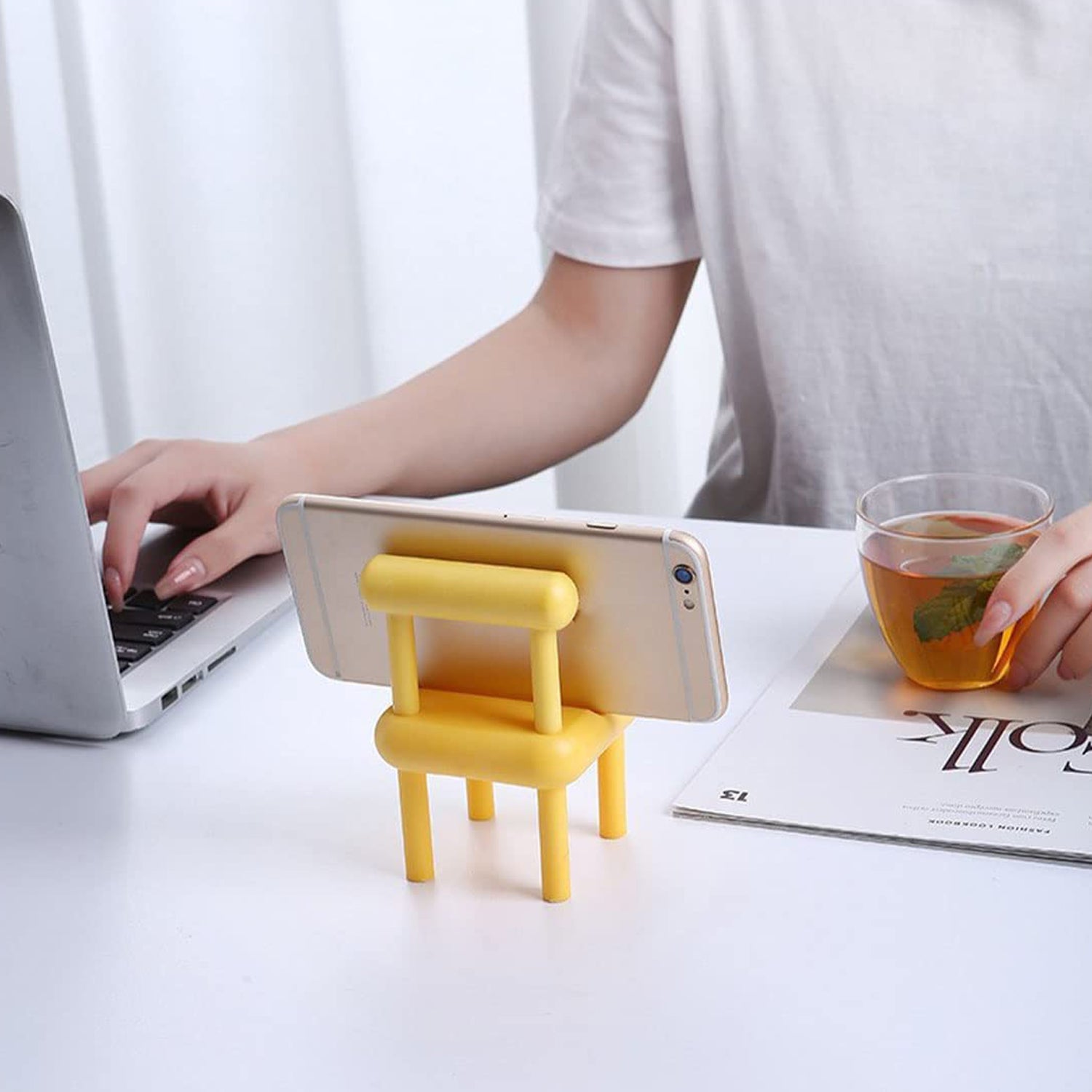 8886 Mobile Phone Holder Mini Chair Cell Phone Stand Portable Smartphone Dock Cellphone Holder For Desktop Design Compatible With All Mobile Phones (1 Pc) - Shop Gharse