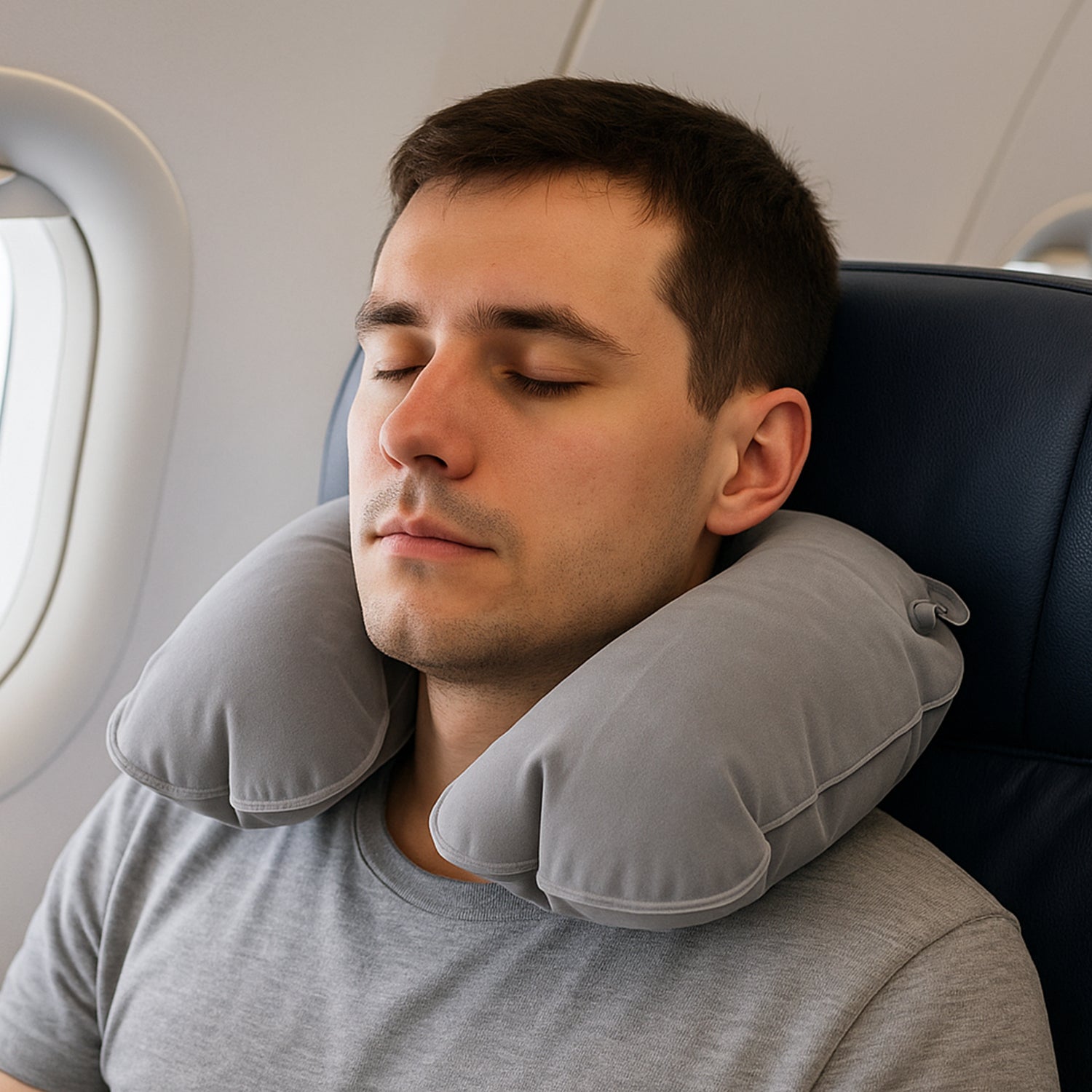 8540 Inflatable  Foldable Pillow U Shape Air Cushion Travel Pillow Travel Business Trip Neck Pillow For Long Trips Ideal For Men  Women Portable And Perfect For Backpacking Car Camping And Even Airplane Travel - Shop Gharse