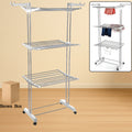 3-tier Foldable Stainless Steel Cloth Drying Stand With Wheels - Shop Gharse