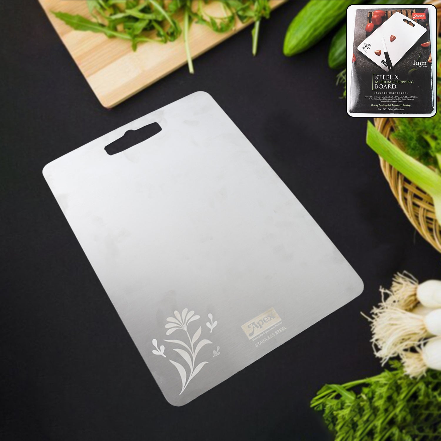 Apex Steel-x Stainless Steel Medium Chopping Board - Shop Gharse