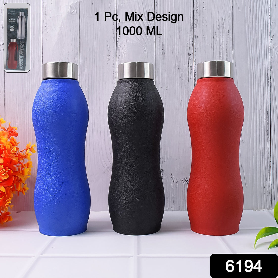 Stainless Steel Water Bottle (1000ml  Mix Colour  1 Pc  Crocodile) - Shop Gharse