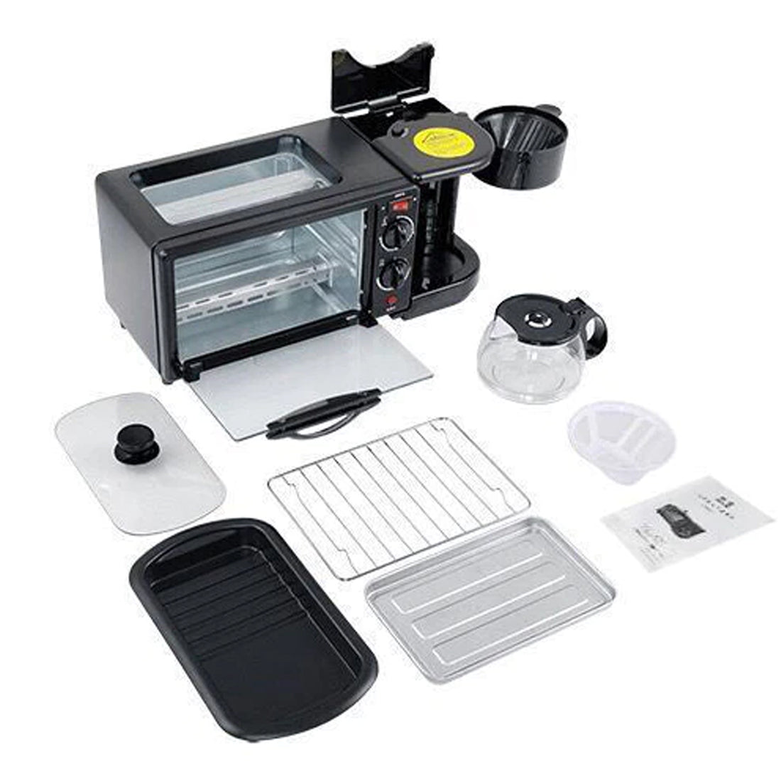 2788 3 In 1 Breakfast Maker Portable Toaster Oven Grill Pan  Coffee Maker Full Breakfast Ready At One Go - Shop Gharse