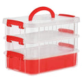 3-layer Multi-purpose Transparent Plastic Storage Carry Box With Handle - Shop Gharse