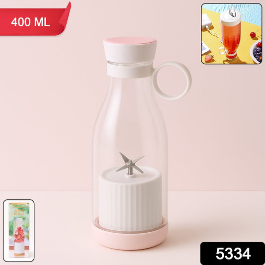 5334 Blender Portable Juicer For Smoothie  Juice  Vegetable Shakes With 4 Blades Wireless Charging Mini Personal Size Mixer Bottle Grinder 400 Ml Multicolor
