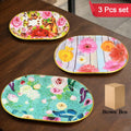 Plastic Flower Printed Design Serving Tray (3 Pcs Set  Mix Color) - Shop Gharse