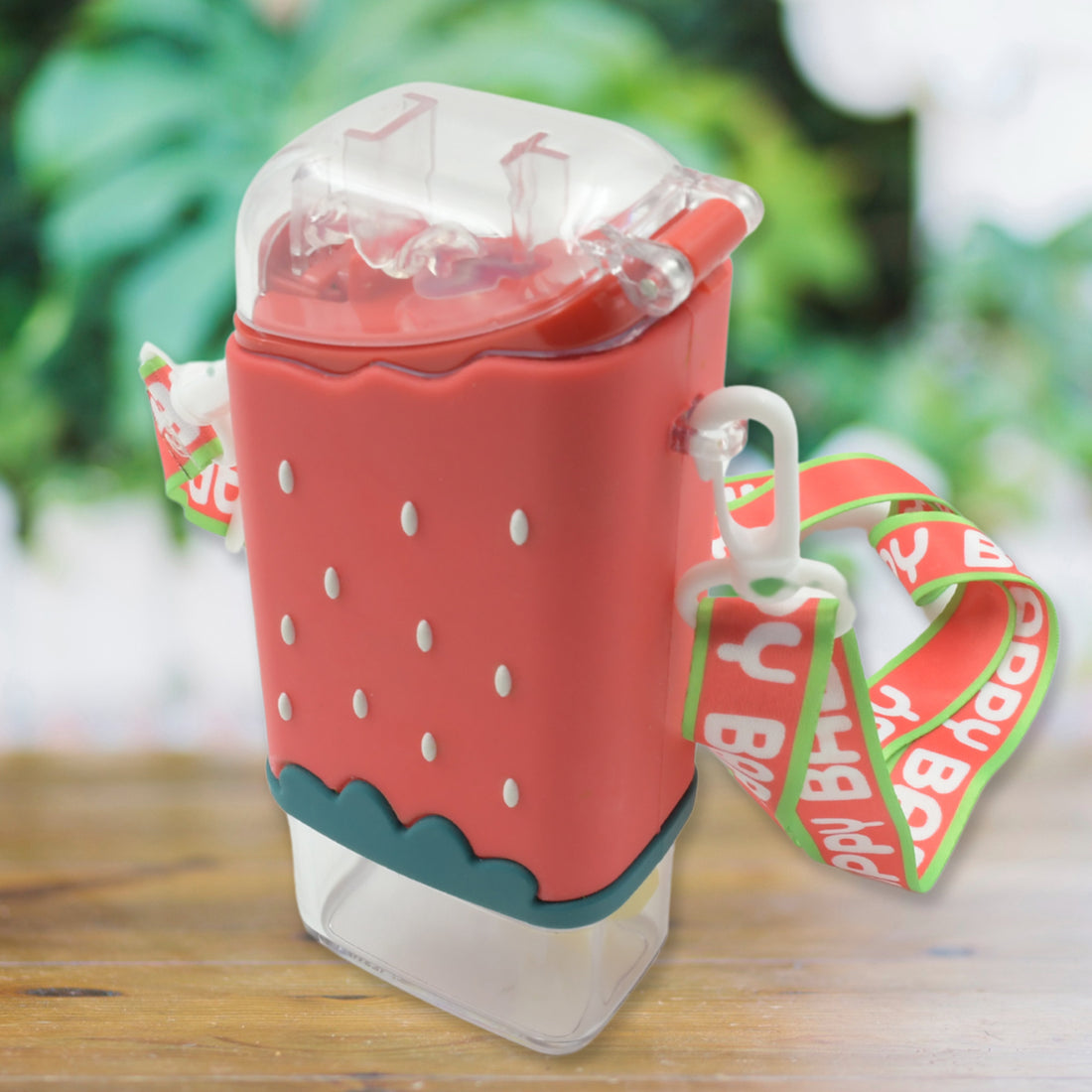 12555 Portable Cute Water Bottle For Kids Unique Ice Cream Shape Water Cup Popsicle Shaped Plastic Kettle With Straw Adjustable Shoulder Strap Bpa Free Leakproof (300 Ml) - Shop Gharse