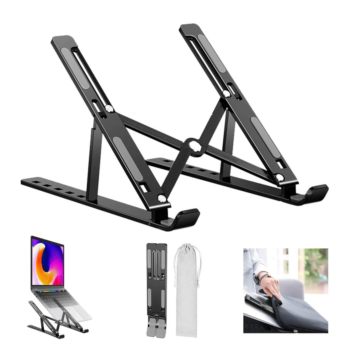 1320 Adjustable Laptop Stand Holder With Built-in Foldable Legs And High Quality Fibre - Shop Gharse