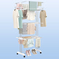 3-tier Foldable Stainless Steel Cloth Drying Stand With Wheels - Shop Gharse