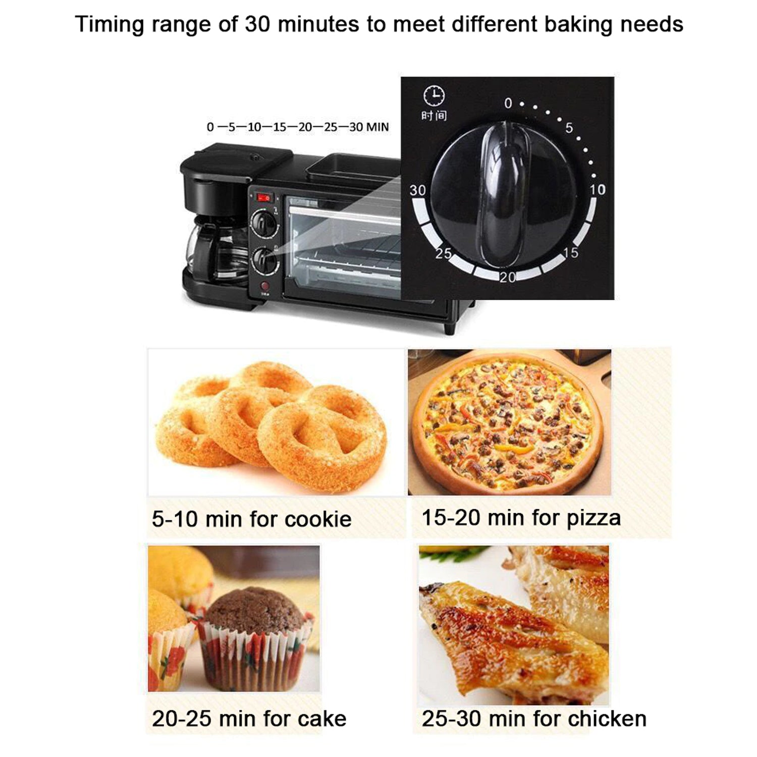 2788 3 In 1 Breakfast Maker Portable Toaster Oven Grill Pan  Coffee Maker Full Breakfast Ready At One Go - Shop Gharse