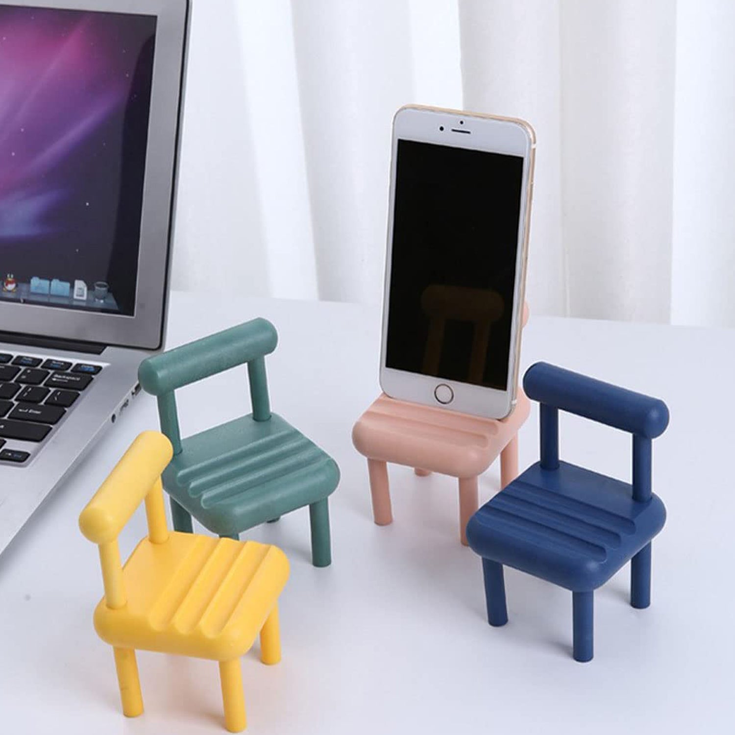 8886 Mobile Phone Holder Mini Chair Cell Phone Stand Portable Smartphone Dock Cellphone Holder For Desktop Design Compatible With All Mobile Phones (1 Pc) - Shop Gharse
