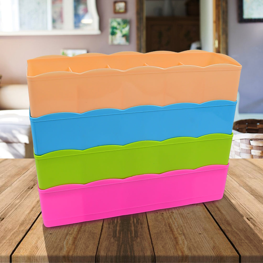 236 5-compartments Sockshandkerchiefunderwear Storage Box Socks Drawer Closet Organizer Storage Boxes (Pack Of 4) - Shop Gharse