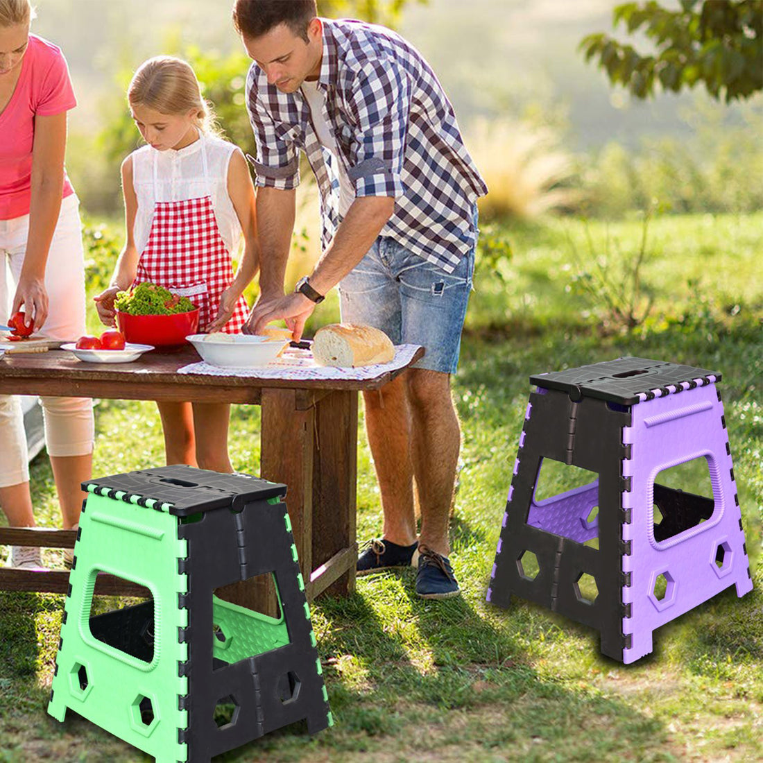 7050 1pc 18inch Folding Stool For Adults And Kids Also For Kitchen Stepping With (Brown Box) - Shop Gharse