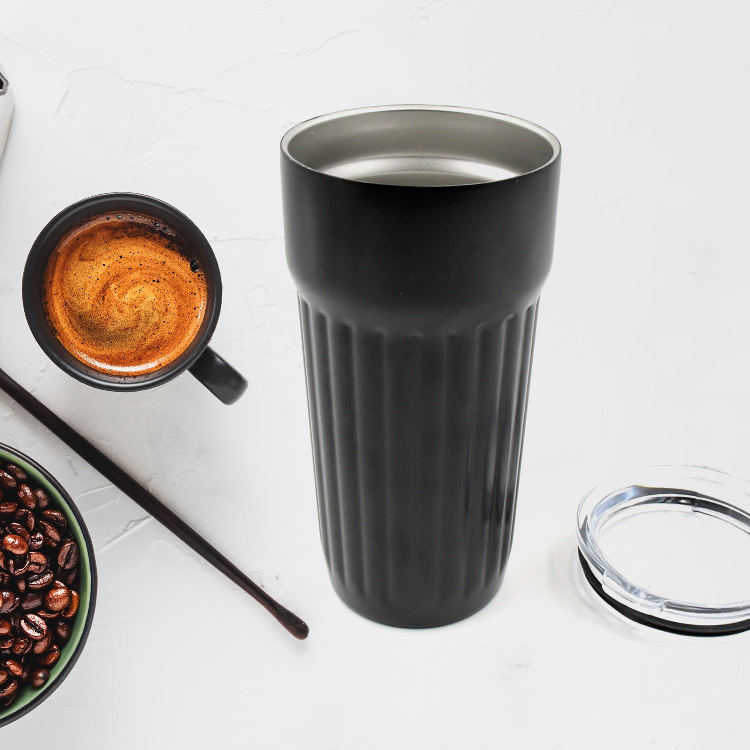 12509 Stainless Steel Vacuum Insulated  Insulated Coffee Cups Travel Mug Car Coffee Mug With Lid Reusable Thermal Cup For Coffee Car Travel Beach Camping Hiking Hunting Fishing Drinks Coffee Tea (1 Pc) - Shop Gharse