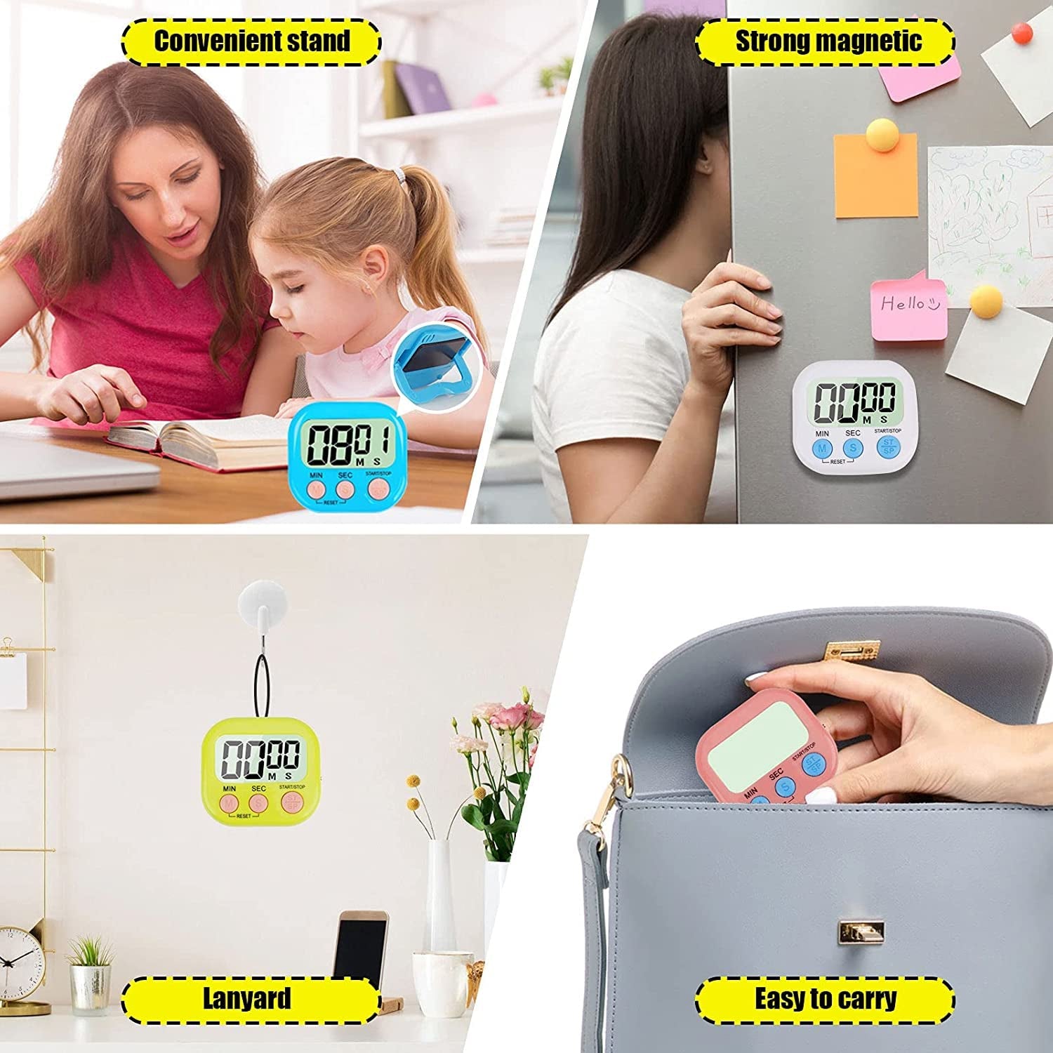 1540 Digital Kitchen Timer Clear Big Digits 0-99 Min For Cooking Office Clock - Shop Gharse