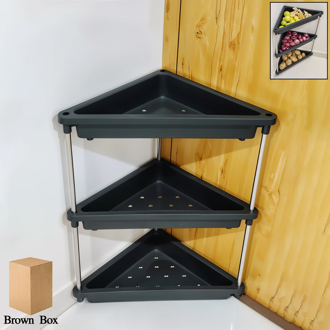 3-layer Multipurpose Plastic Corner Storage Rack - Shop Gharse