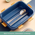 3 Compartment Transparent Stainless Steel Lunch Box With A Spoon And A Pair Of Chopsticks (1 Set) - Shop Gharse