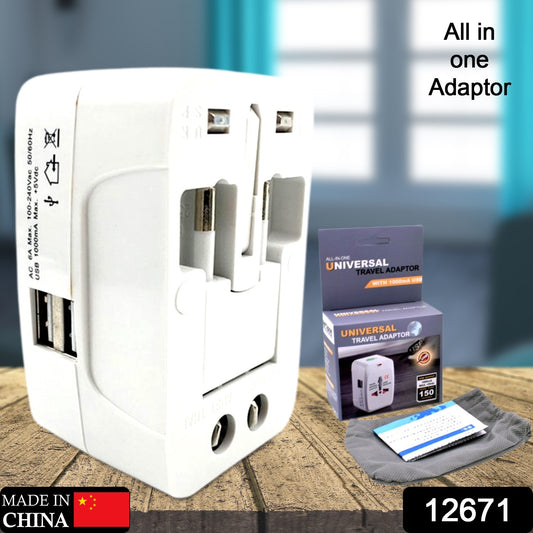 12671 All-in-one Universal Worldwide Travelling Ac Adaptor Plug (Au  Uk  Us  Eu) International Power Charger Electric Usb Power Plug Socket Adapter Converter (1 Pc) - Shop Gharse