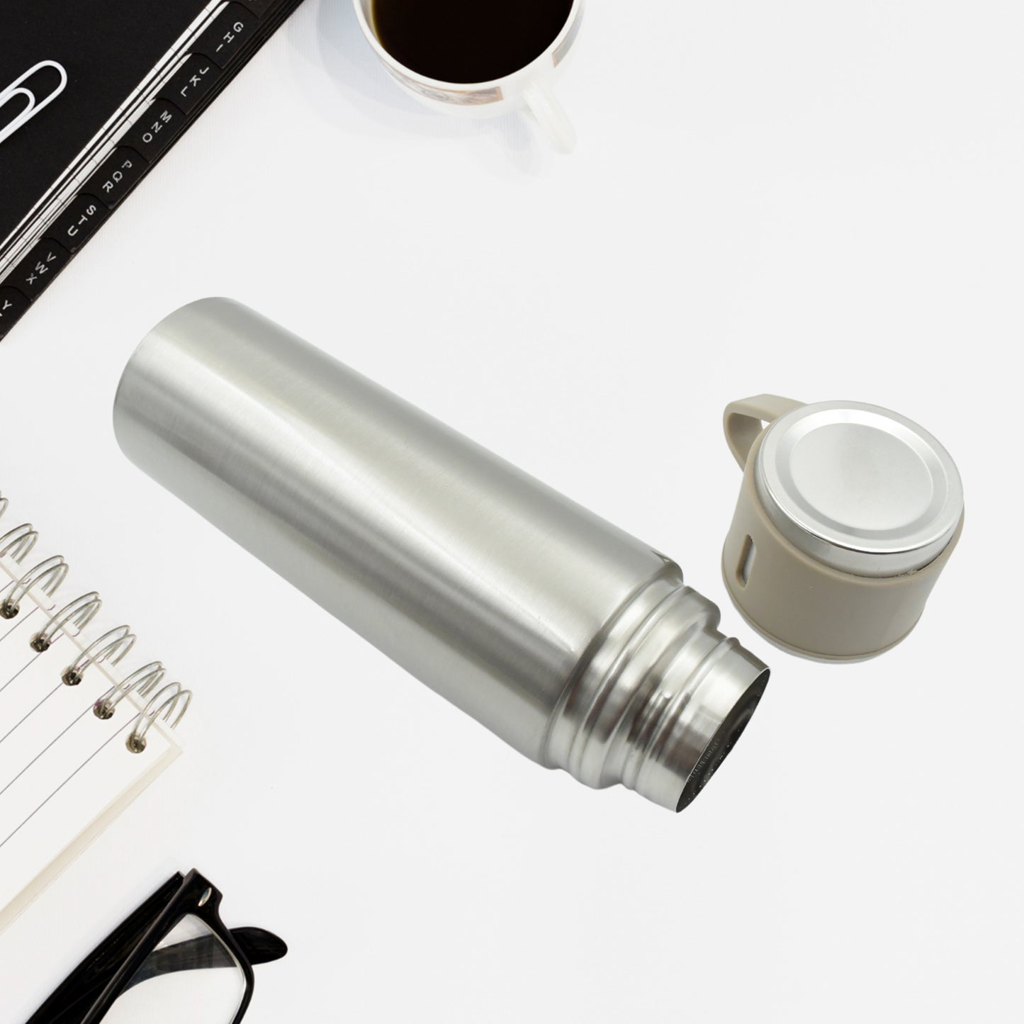 2834 Stainless Steel Vacuum Flask Set With 3 Steel Cups Combo For Coffee Hot Drink And Cold Water Flask Ideal Gifting Travel Friendly Latest Flask Bottle. (500ml) - Shop Gharse