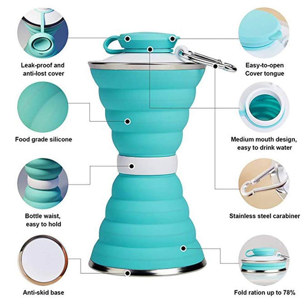 1385 Silicone Traveling Water Bottle Bpa Free - Leak Proof Lightweight Collapsible - Small Folding Refillable And Space Saver For Camping Gym Sports Hiking Biking Yoga Outdoor - Shop Gharse