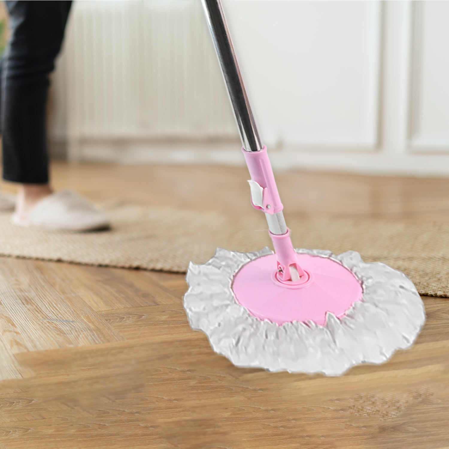 0842 Home Cleaning - Stainless Steel 360 Degree Rotating Pole Microfiber Mop Rod Stick - Shop Gharse