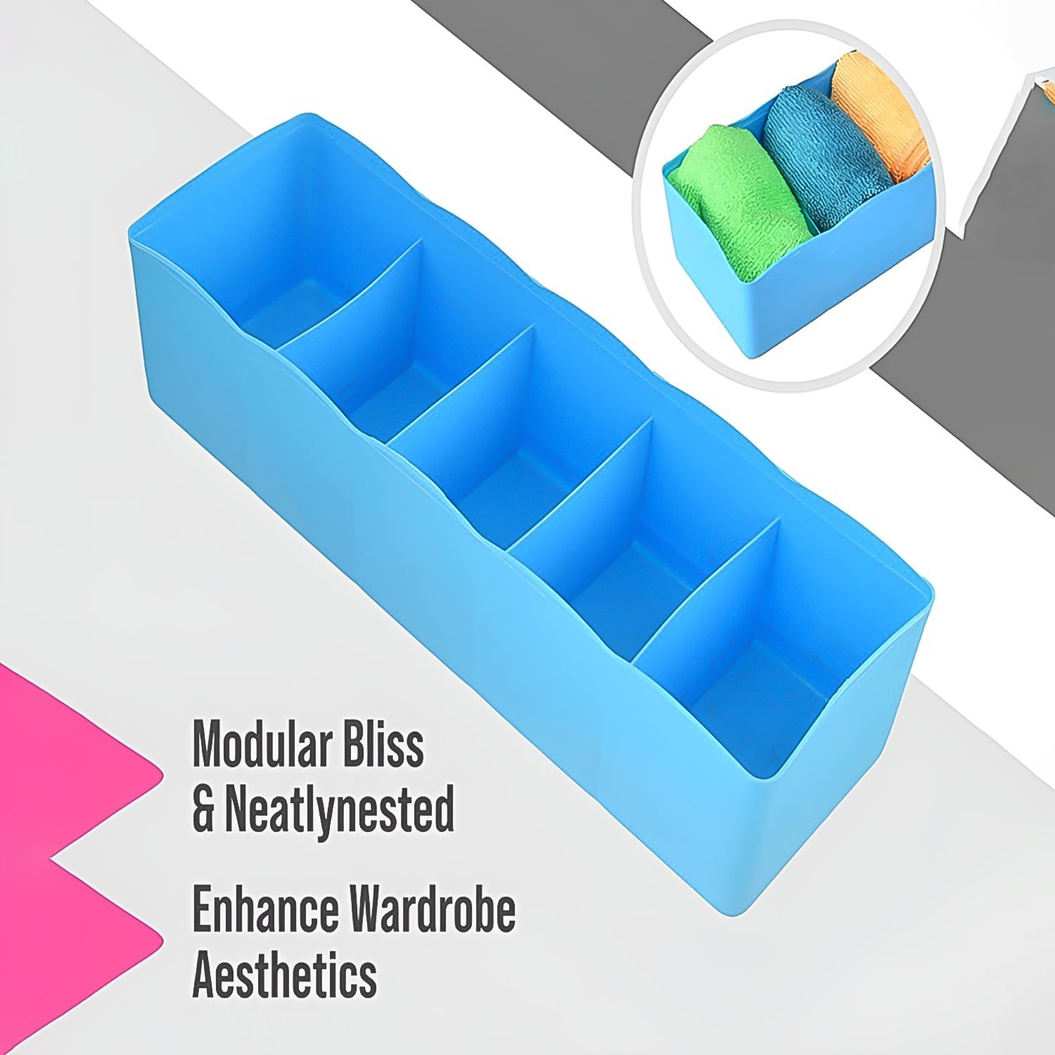 236 5-compartments Sockshandkerchiefunderwear Storage Box Socks Drawer Closet Organizer Storage Boxes (Pack Of 4) - Shop Gharse