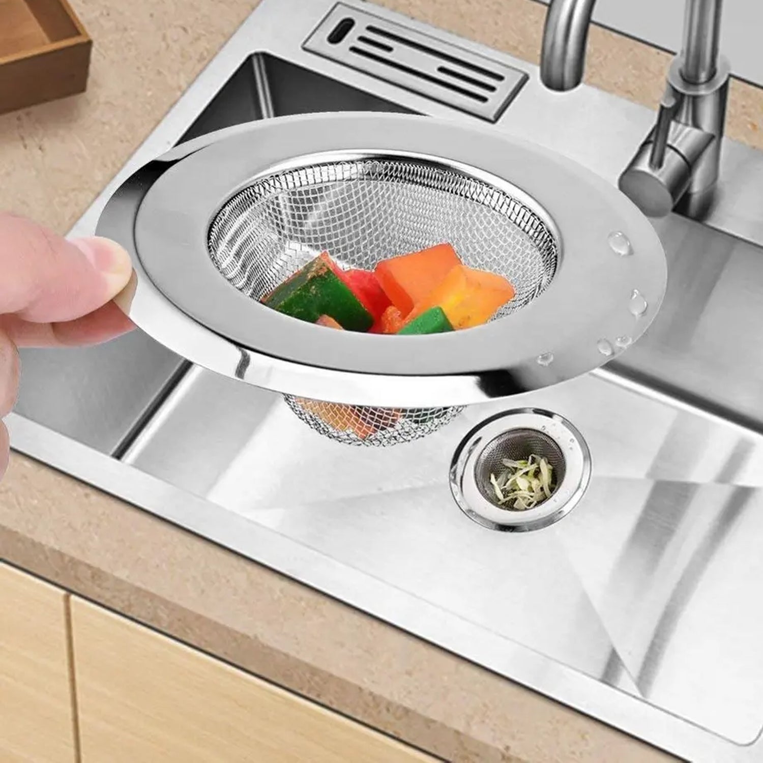 0701 Medium Size Stainless Steel Sink Strainer Kitchen Drain Basin Filter Stopper Drainer - Shop Gharse