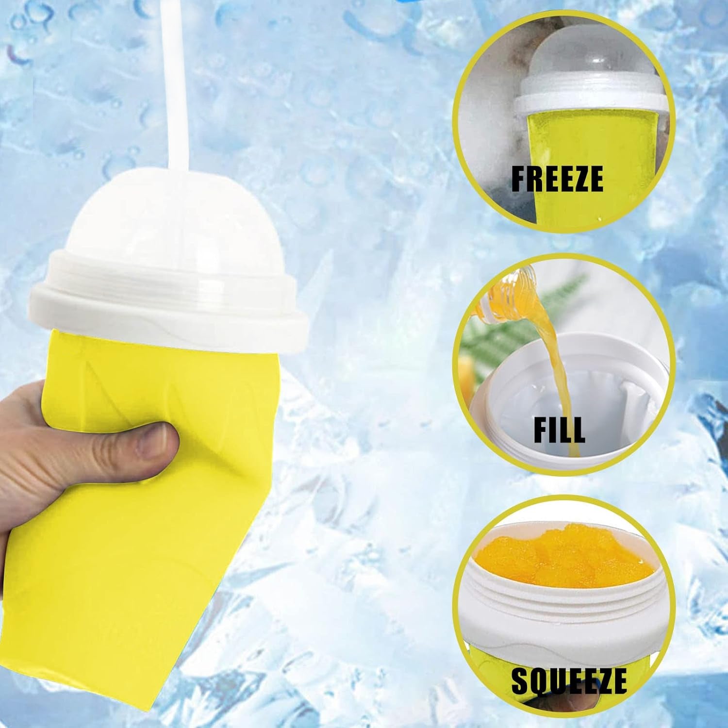 Smoothies Maker Cup Magic Quick Frozen Smoothies Cup Cooling Cup Double Layer Squeeze Cup Slushy Maker (1 Pc) - Shop Gharse