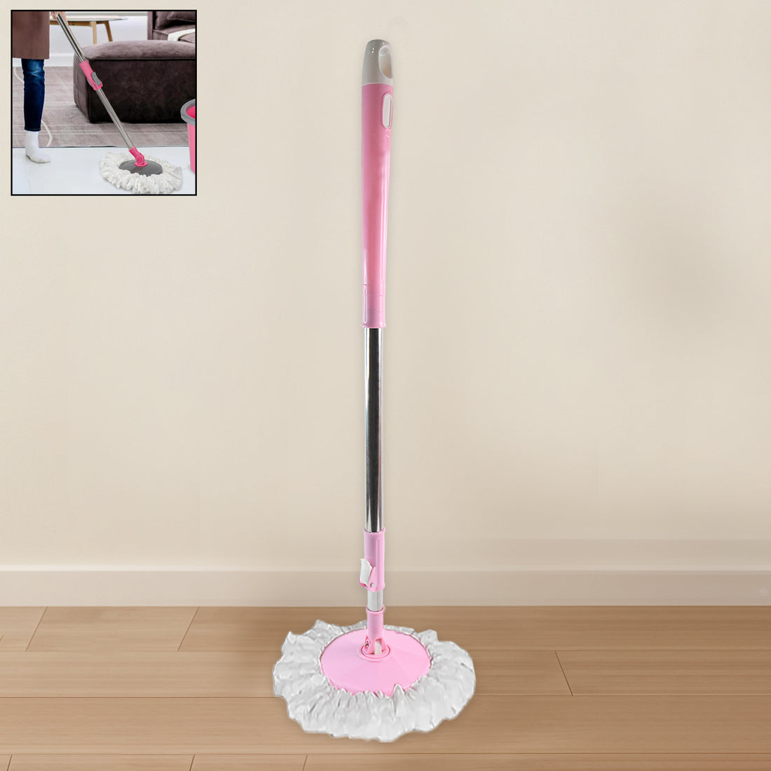 0842 Home Cleaning - Stainless Steel 360 Degree Rotating Pole Microfiber Mop Rod Stick - Shop Gharse