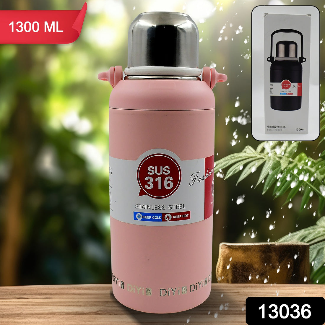 13036 Stainless Steel Tumblers 316 Stainless Steel Vacuum Insulated Cup  Bottle Portable Travel Kettle  Water Bottle With Handle Outdoor Large Capacity Sports Kettle Cups  Bottle (1300 Ml) - Shop Gharse