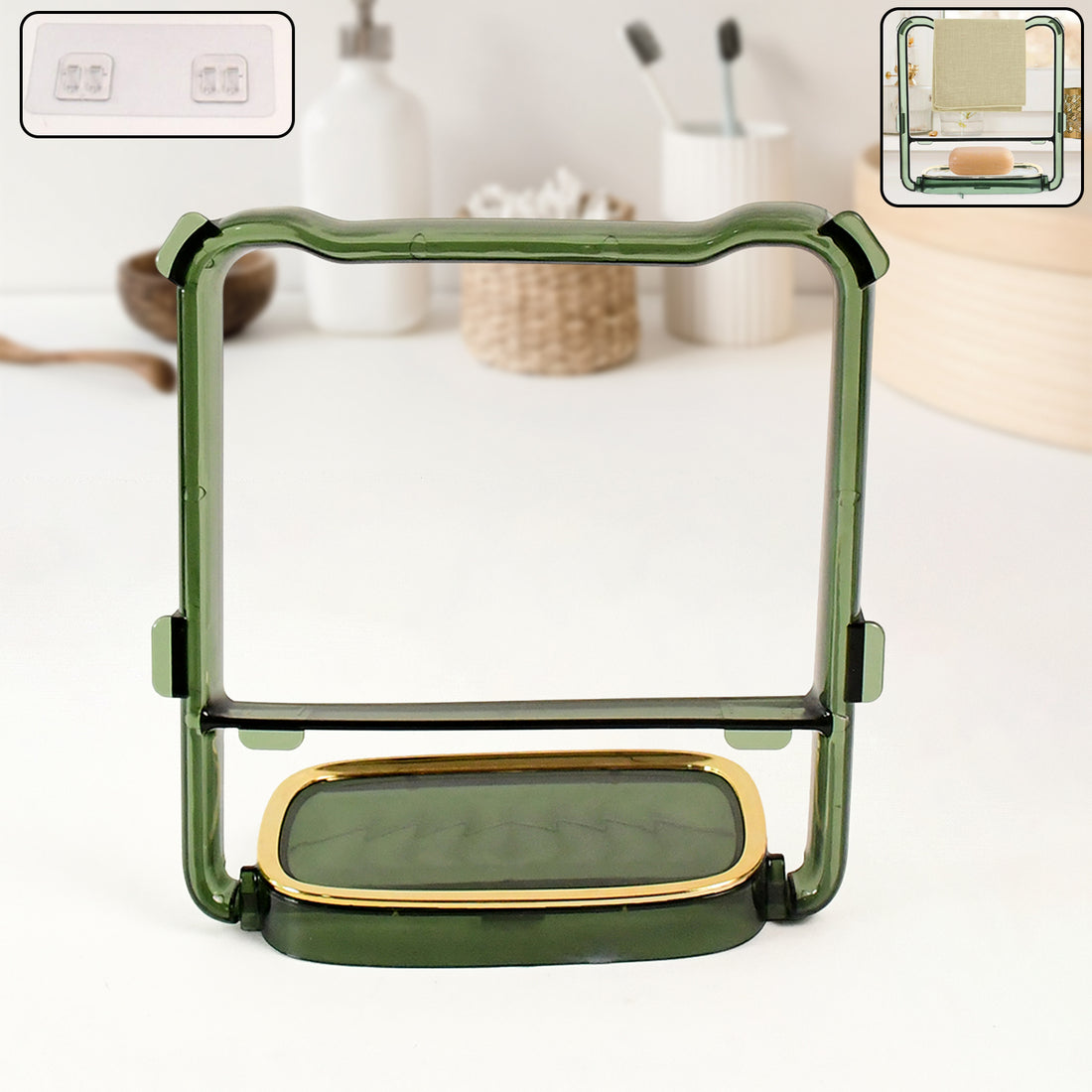 2-in-1 Self-adhesive Towel Hanger  Soap Holder Stand (1 Pc) - Shop Gharse