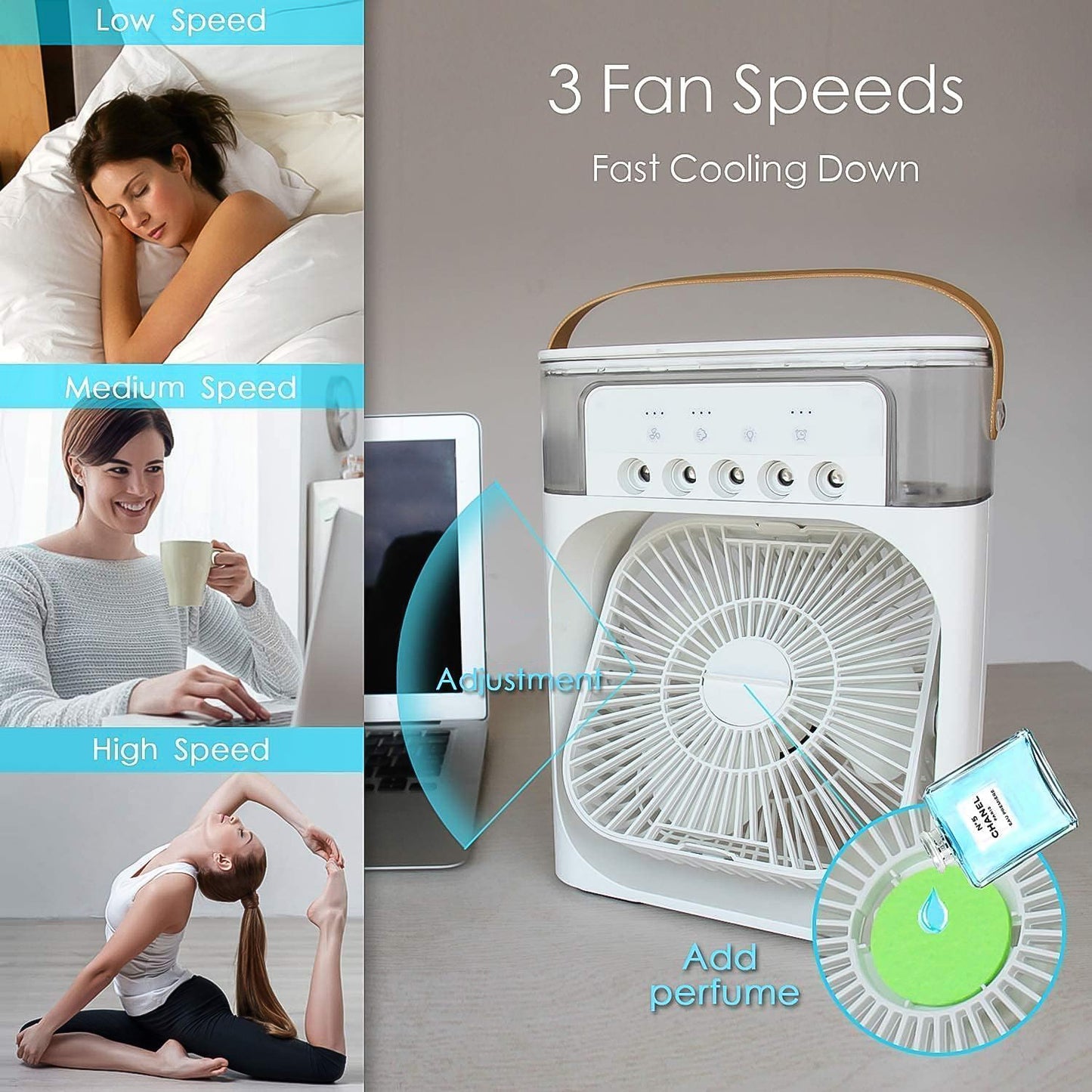 Portable Air Conditioner Fan 7 Color Changing Light (Big  1 Pc) - Shop Gharse