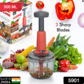 5901 Matte Finish Manual Hand Press Chopper For Kitchen Mini Handy  Compact Chopper With 3 Blades For Effortlessly Chopping Vegetables  Fruits For Your Kitchen. - Shop Gharse