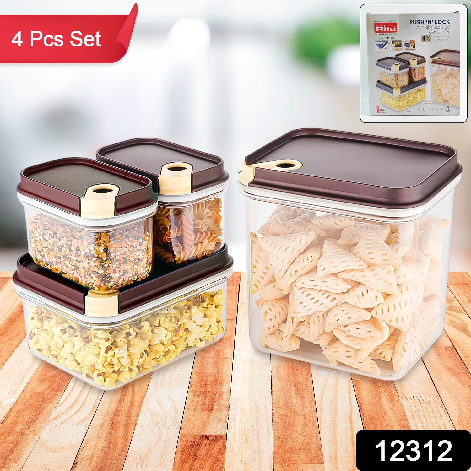 Ritu Push N Lock Airtight Food Storage Container Set (4 Pc) - Shop Gharse
