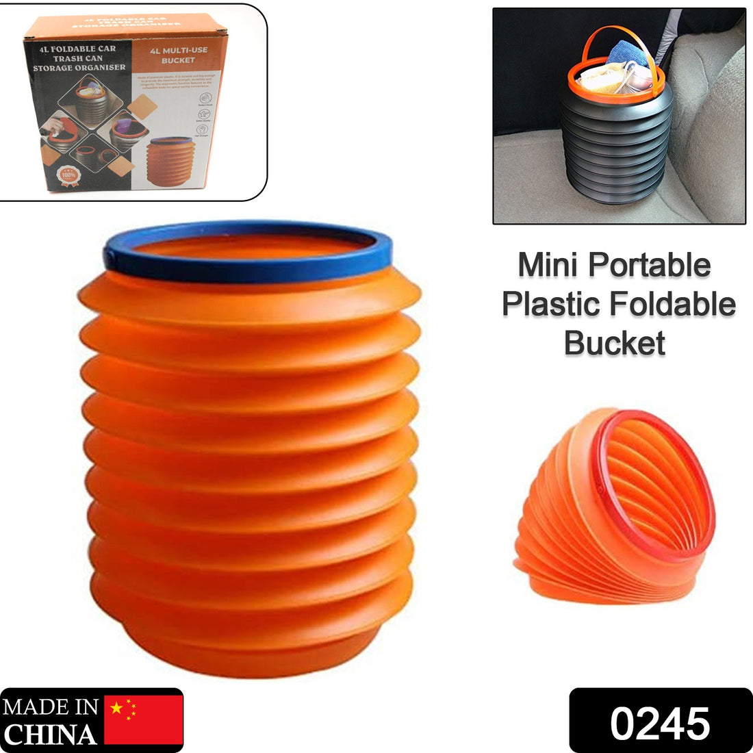 0245 Foldable Storage Bucket  Water Container  Dustbin Multiuse Bucket For Home  Car  Kitchen Use Bucket - Shop Gharse