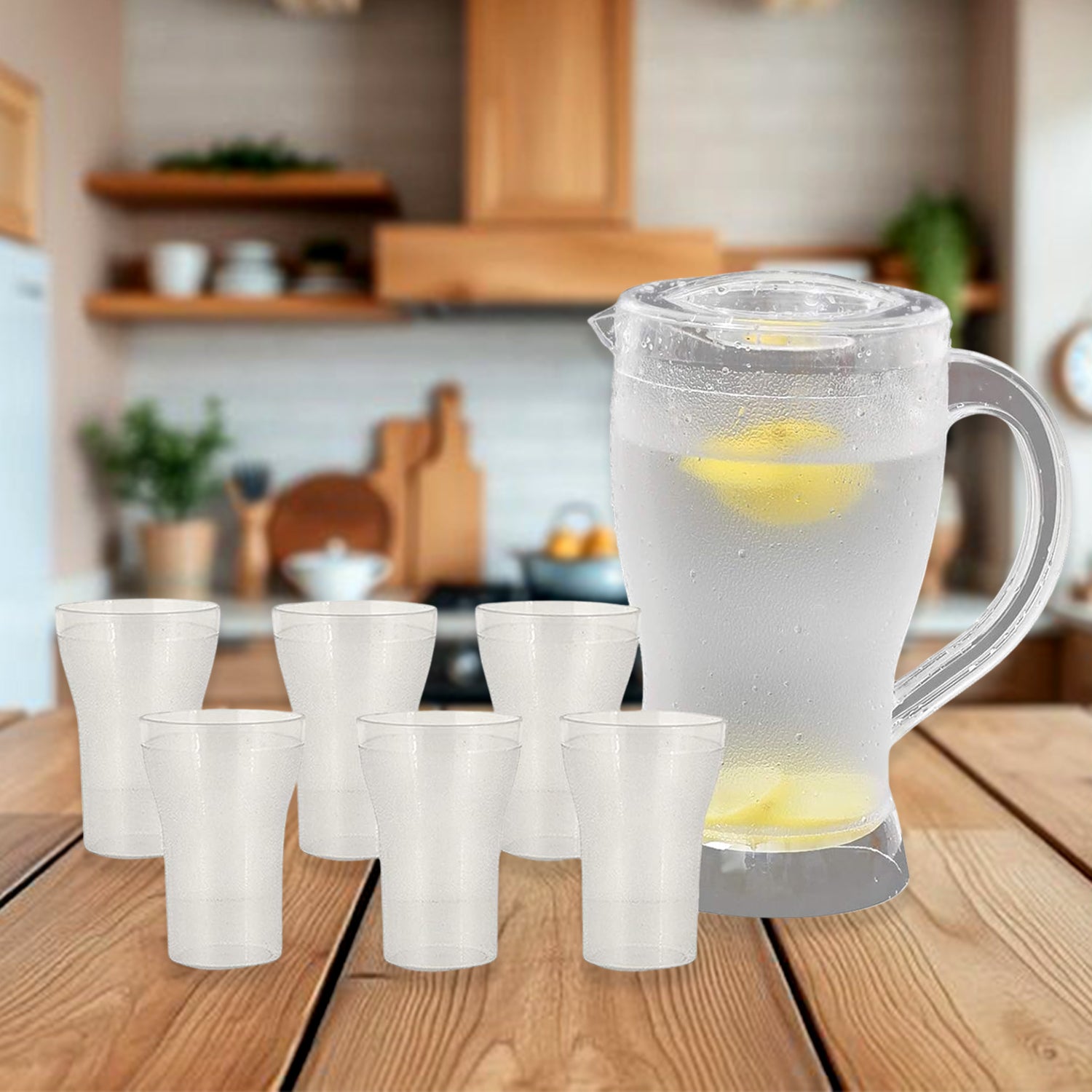 Apex Unbreakable Lemon Jug Set With 6 Glasses  1200ml Jug + 300ml Glasses Approx - Shop Gharse