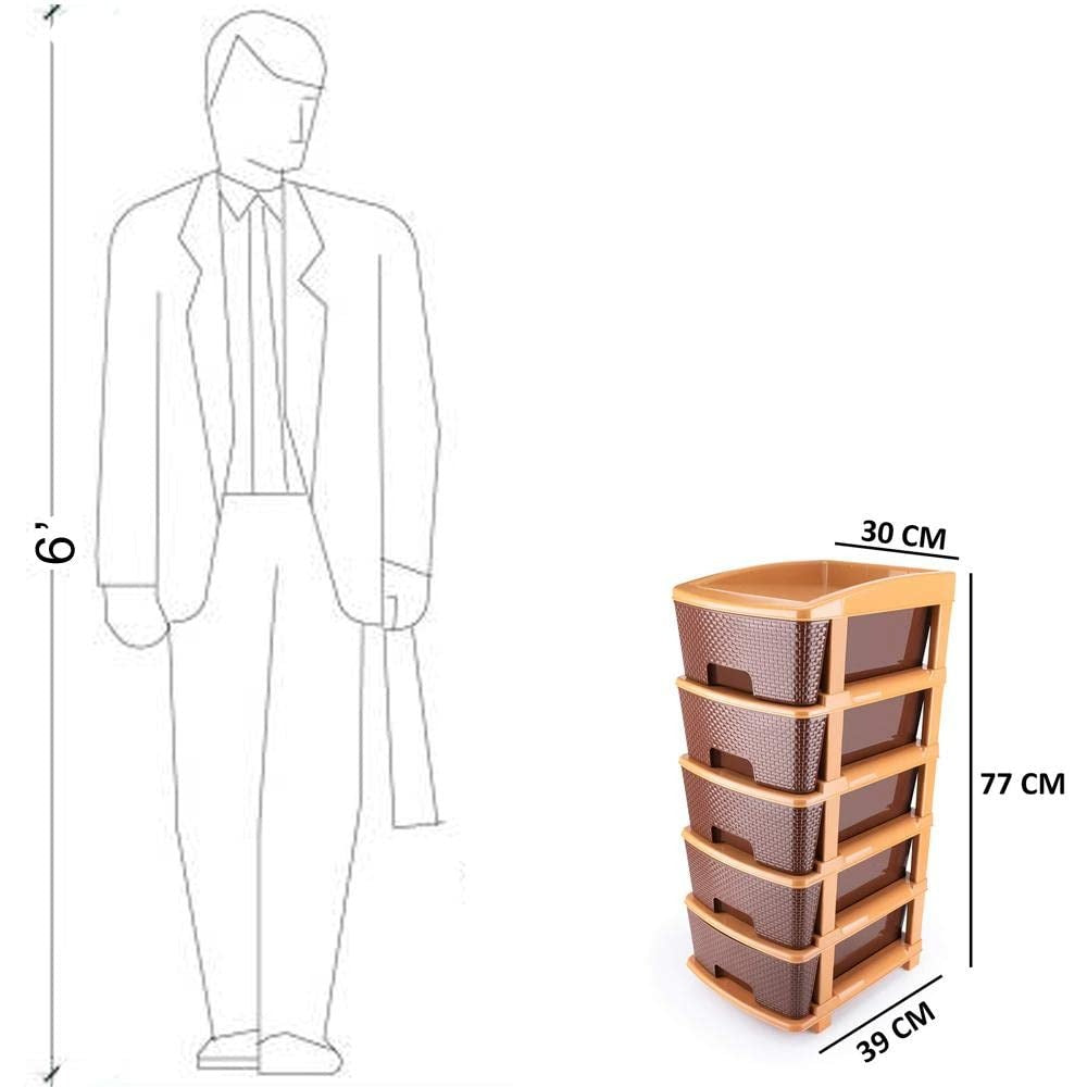 1151 5tier Plastic Modular Drawer System For Multiple Use (Brown Colour) - Shop Gharse