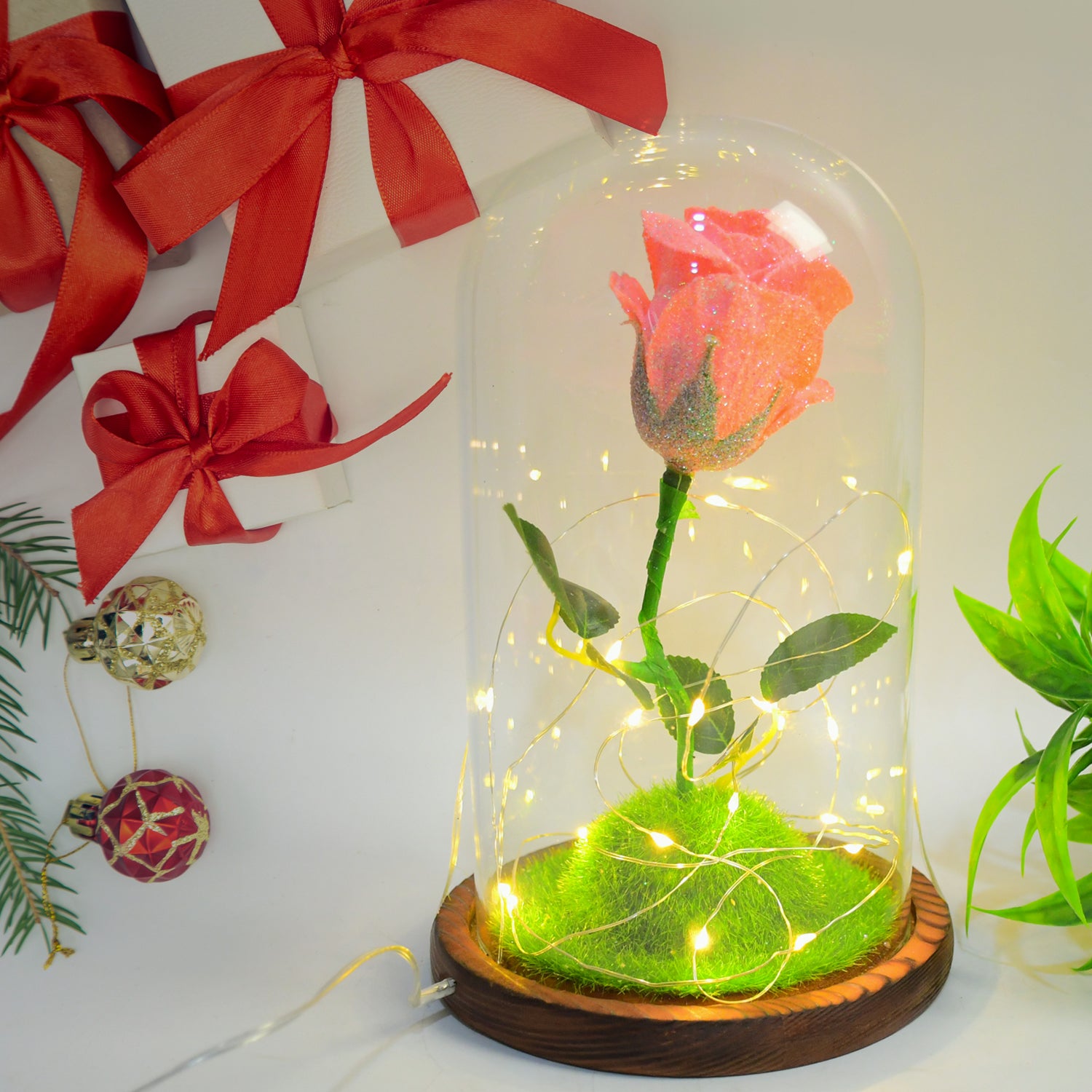 Glass Flower With Led Light Great Gift (1 Set) - Shop Gharse