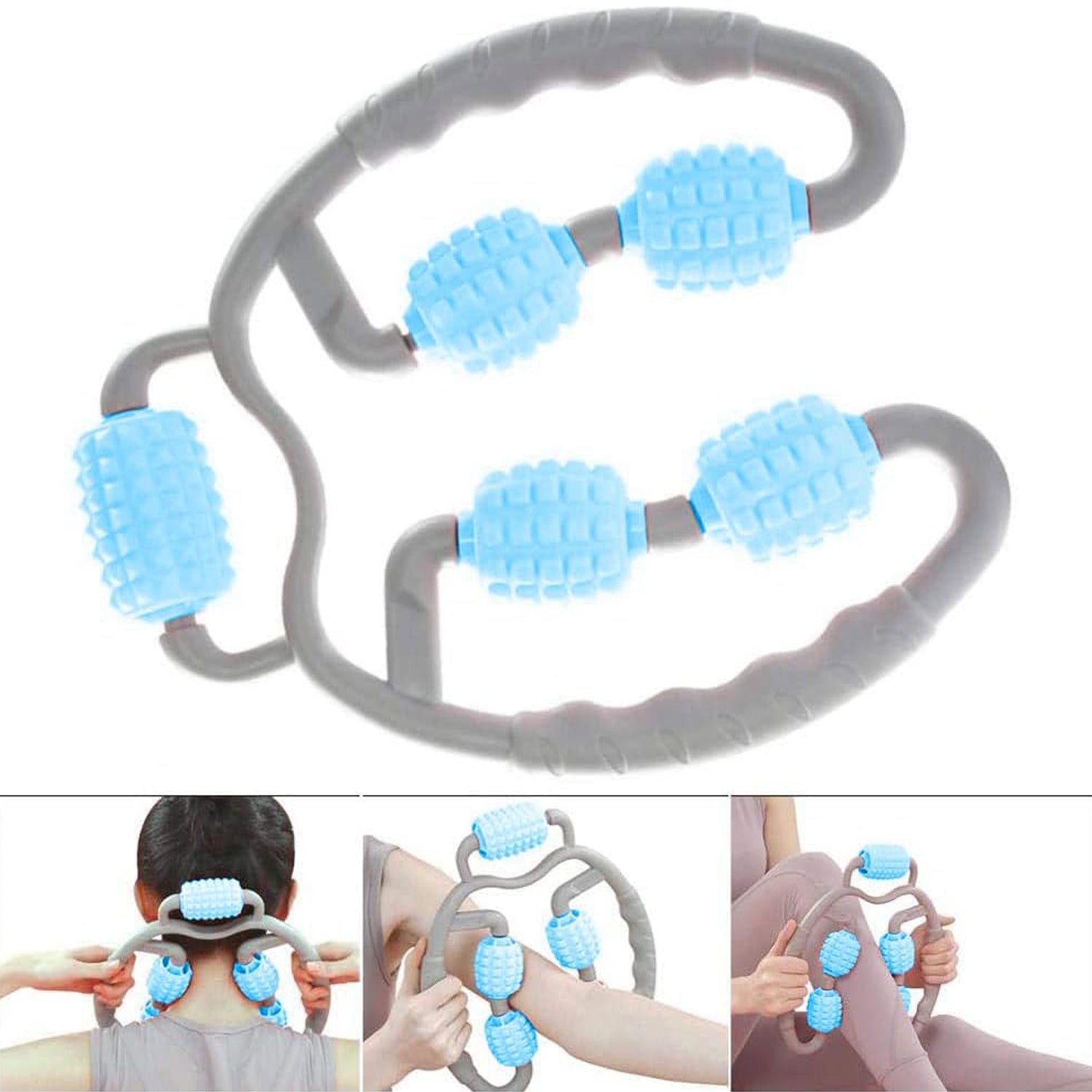 0265 Muscle Massage Roller 5 Wheels Relieve Soreness Leg Muscle Roller Fitness Roller Muscle Relaxer Massage Roller Ring Clip All Round Massaging Uniform Force Elastic Pp Drop Shaped For Home Use (1 Pc) - Shop Gharse