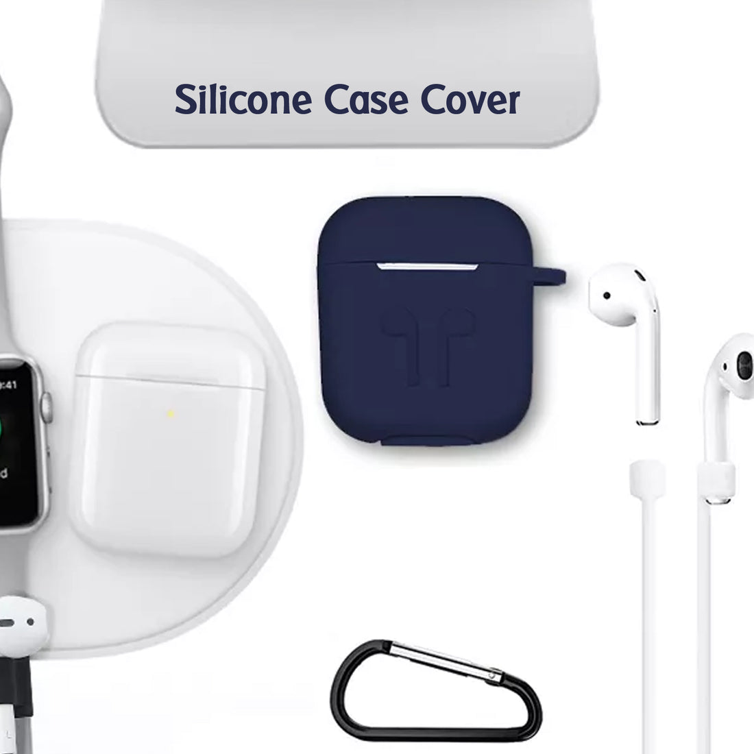 6473 Silicone Shockproof Protection Wireless Headphones Carrying Box Cover With Metal Keychain - Shop Gharse